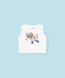  Sleeveless T-Shirt with Monkey Print