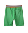 Green Enfans shorts with orange lines on the waist