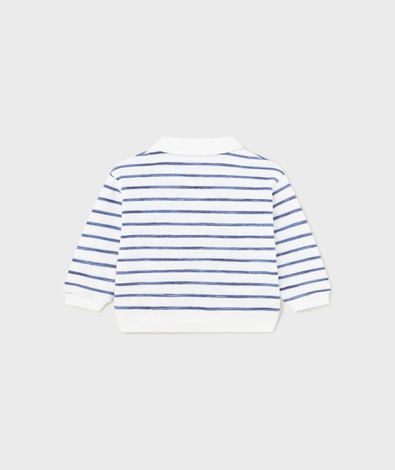 Striped Polo Neck Half Zip Sweatshirt