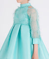mint shimmery feathered dress