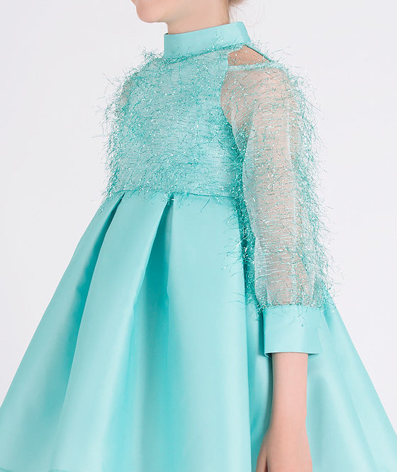 mint shimmery feathered dress