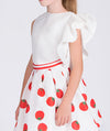 Stylish tomato print skirt for girls, adding a fun and fresh touch to any outfit