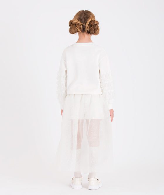 Tulle Glitter White Shorts