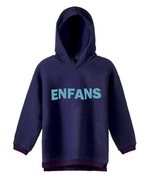  Navy sweatshirt with blue Enfans writing and a hoodie