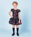 flared red roses dress