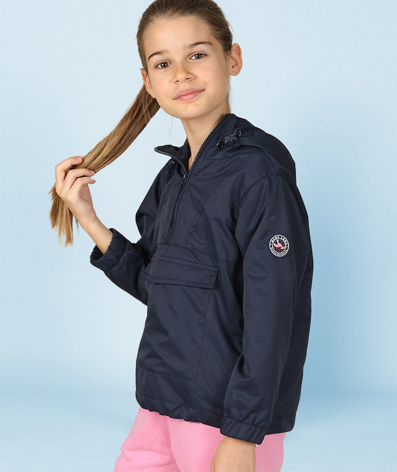  Navy raincoat with zipper and hoodie