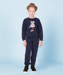  navy tracksuit with a cute cat print