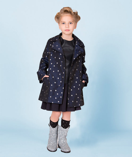 Navy Trenchcoat with Silver Stars