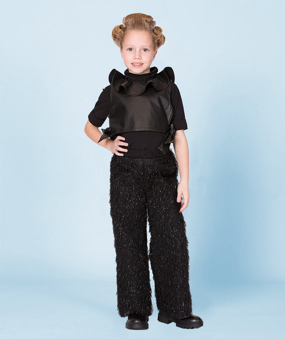 Black glittery tassel pants