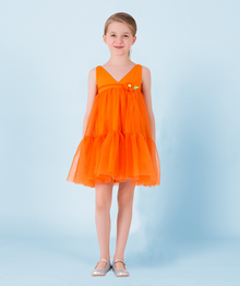  Orange Chiffon Dress