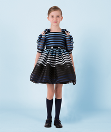  Striped Blue Organza Dress I SIZE 3-4