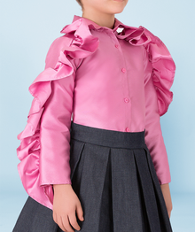  Pink Ruffles Sleeved Blouse