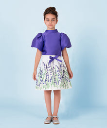  Flower Patterned Ribbon Detail Skirt