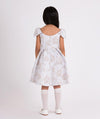 Castle print off-shoulder dress for girls with a flattering bow detail, designed for parties and events