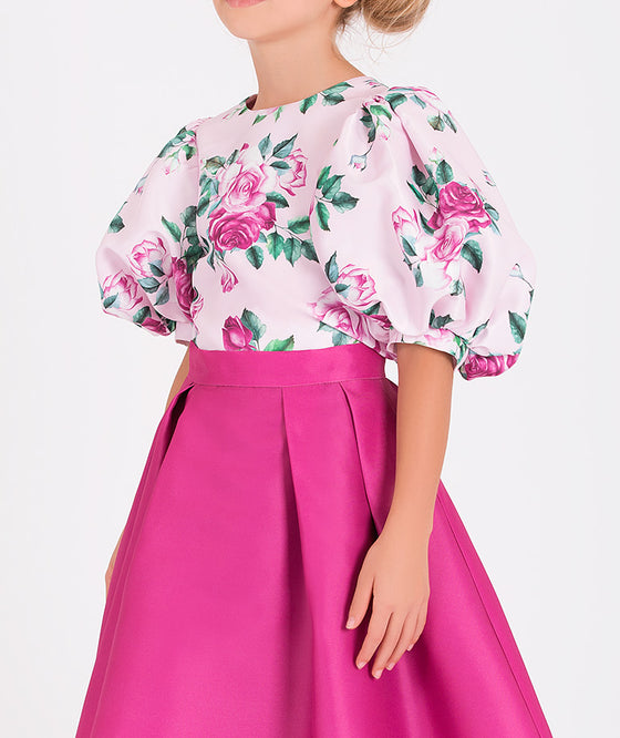 Fuchsia Pleated Skirt