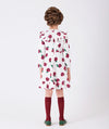 Ecru dress with rose prints and ruffle details