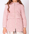 hooded baby pink boucle jacket for little girls