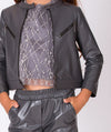 grey faux leather biker jacket for girls