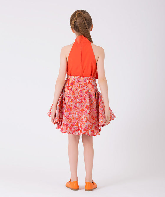 orange colorful spring summer outfit for little girls