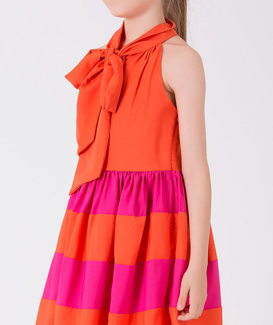 vibrant fuchsia orange summer dress for little girls