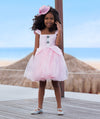Pink Tulle Dress with Brooches